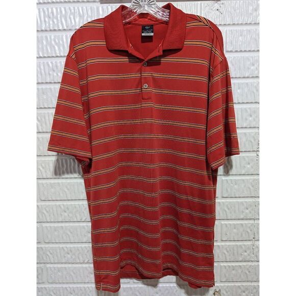 Nike Men's Vintage Orange Stretch Stripe Dri-Fit UV Golf Polo Shirt Sz Large - Picture 1 of 5